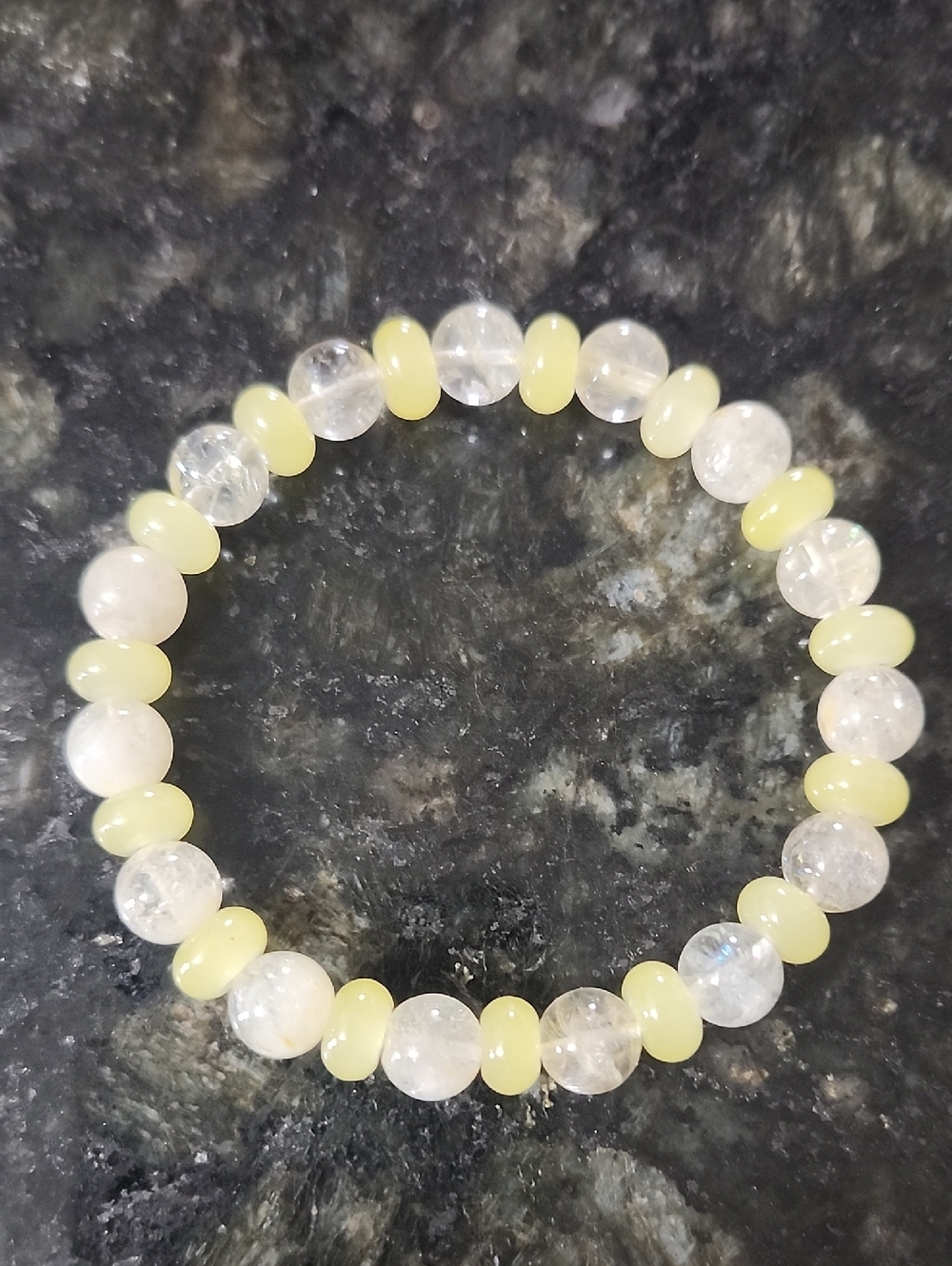 Handmade Yellow Citrine and Clear Beaded Bracelet